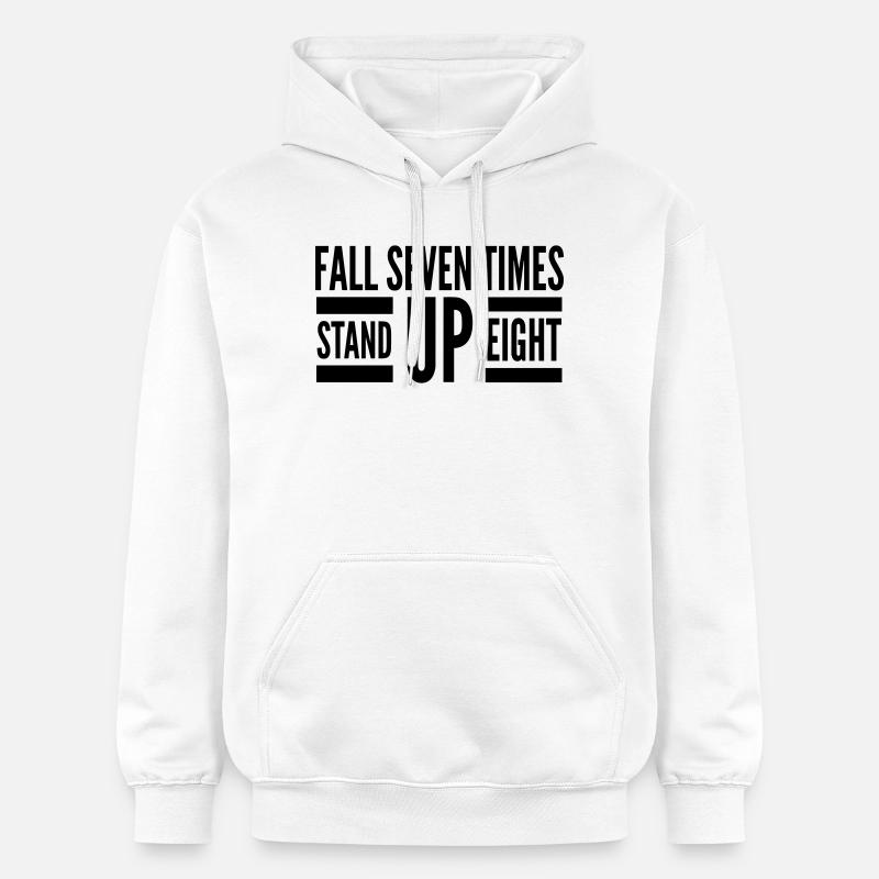 Fall Seven Stand Eight Zitat - Gildan Unisex Softstyle® Midweight Hoodie - Weiß