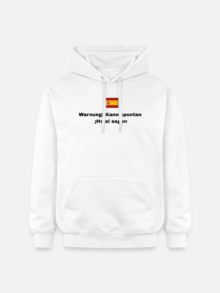 Spanien Flagge, Schwarze Schrift - Gildan Unisex Softstyle® Midweight Hoodie - Weiß