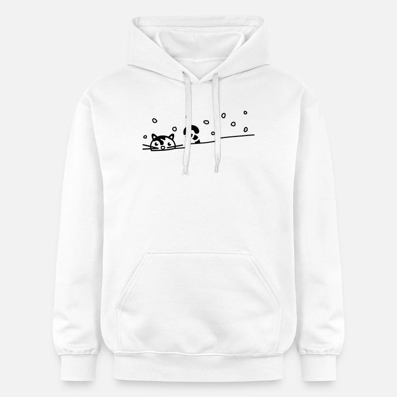 Chat mignon dans la neige - Sweat à capuche Softstyle® Gildan Unisexe - blanc