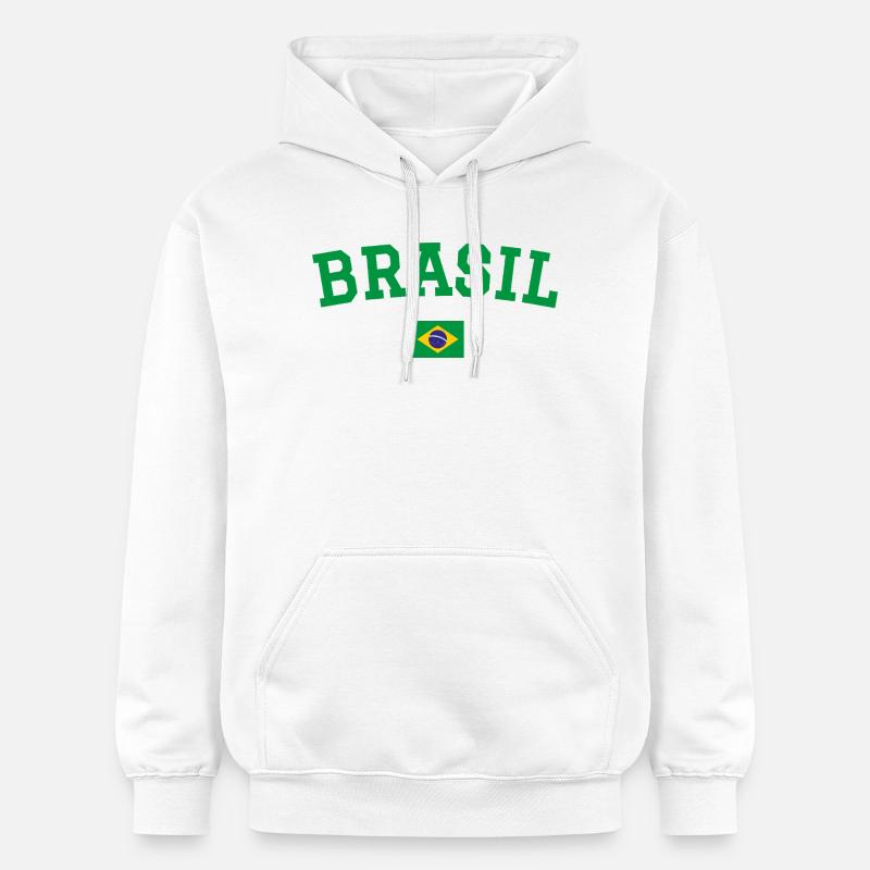 Drapeau du Brésil Conception Vert - Sweat à capuche Softstyle® Gildan Unisexe - blanc