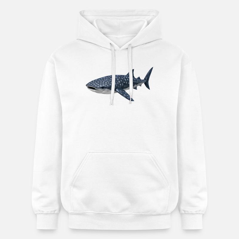 Requin-baleine polygonal – Art géométrique - Sweat à capuche Softstyle® Gildan Unisexe - blanc