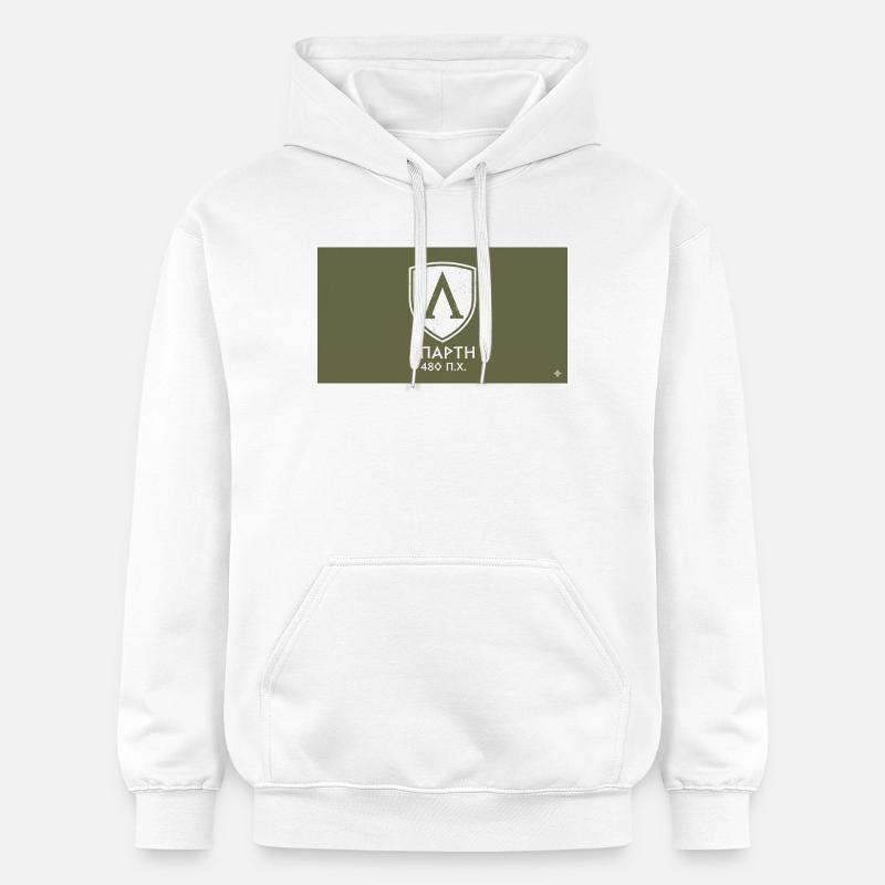 Bouclier spartiate 480 av. J.-C. - Sweat à capuche Softstyle® Gildan Unisexe - blanc