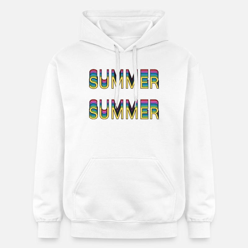 Police d'écriture arc-en-ciel d'été - Sweat à capuche Softstyle® Gildan Unisexe - blanc