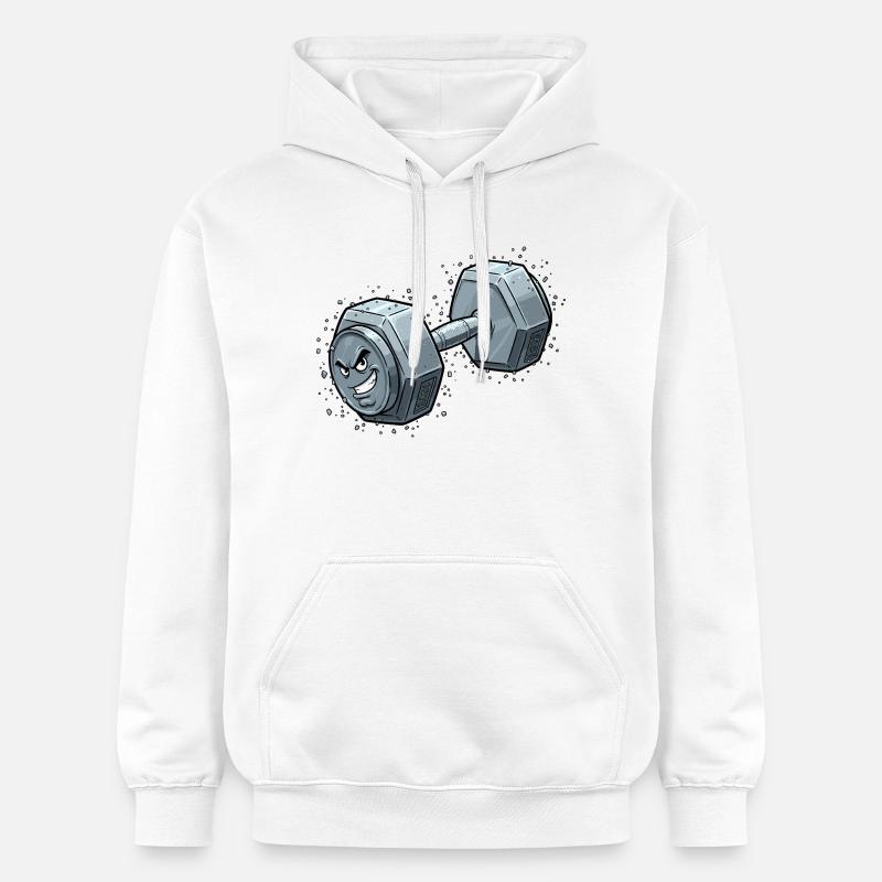 Dessin animé d’haltères en colère - Sweat à capuche Softstyle® Gildan Unisexe - blanc