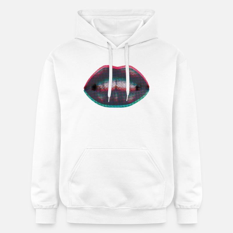 Dotted neon lips - Gildan Unisex Softstyle® Midweight Hoodie - white