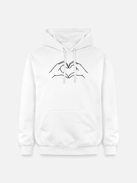 Heart Hands Line Art | K-Pop Love - Gildan Unisex Softstyle® Midweight Hoodie - white