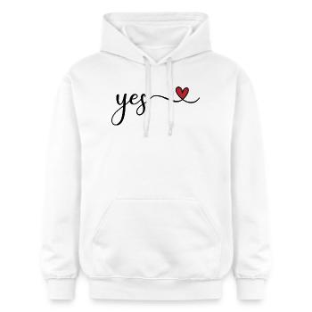 yes - Gildan Unisex Softstyle® Midweight Hoodie - Weiß - Vorne - Liana (172cm) & Jaron (178cm)
