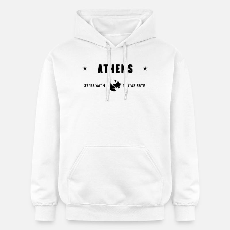 Athènes Grèce Coordonnées Planète Terre - Sweat à capuche Softstyle® Gildan Unisexe - blanc