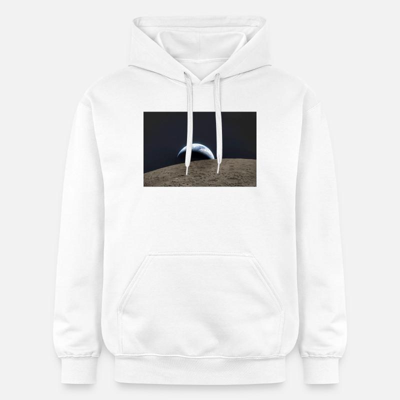 Terre sur la surface lunaire - Sweat à capuche Softstyle® Gildan Unisexe - blanc