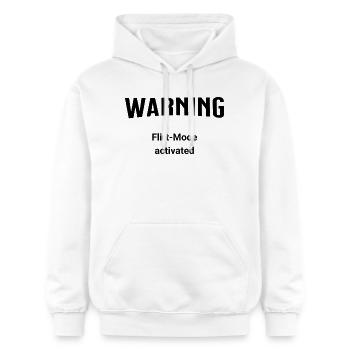 Warning - Flirt-Mode activated - Gildan Unisex Softstyle® Midweight Hoodie - white - Front - Liana (172cm) & Jaron (178cm)