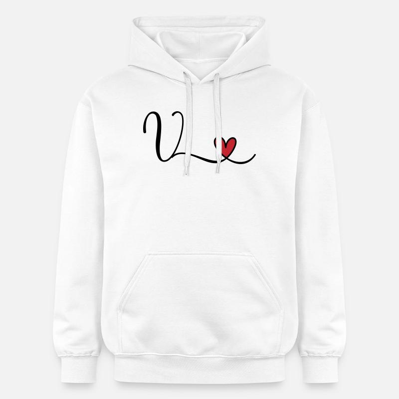 Lettre V Monogramme Cœur Initial - Sweat à capuche Softstyle® Gildan Unisexe - blanc