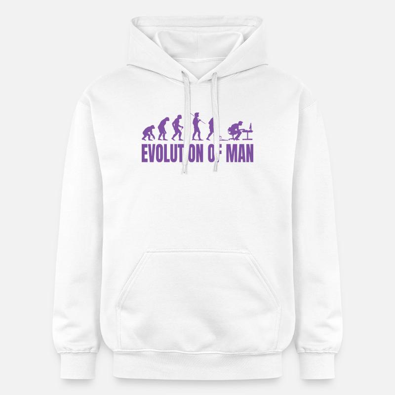 Programmeur Computer Freak Evolution Rétro - Sweat à capuche Softstyle® Gildan Unisexe - blanc