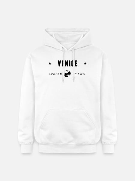 Venise, Italie, coordonnées GPS, globe - Sweat à capuche Softstyle® Gildan Unisexe - blanc
