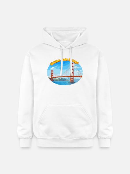 Golden Gate Bridge Illustration - Gildan Unisex Softstyle® Midweight Hoodie - Weiß