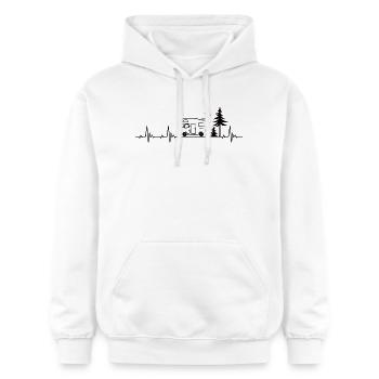 Wohnmobil Wohnwagen Camping Herzschlag Geschenk - Gildan Unisex Softstyle® Midweight Hoodie - Weiß - Vorne - Liana (172cm) & Jaron (178cm)