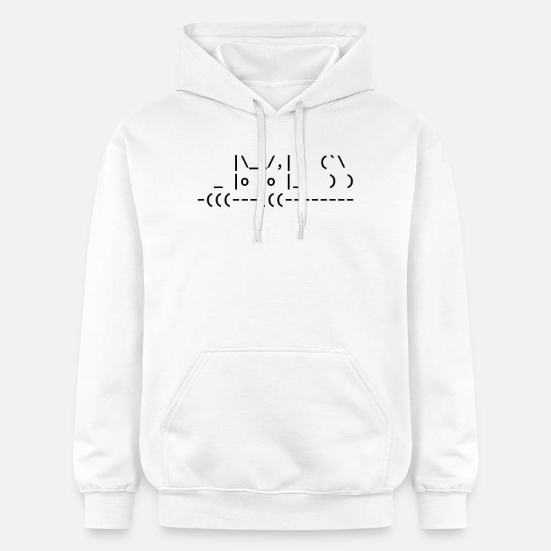 chat ascii mignon - chat ascii mignon - Sweat à capuche Softstyle® Gildan Unisexe - blanc