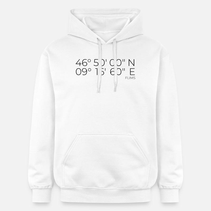 Coordonnées Flims Graubünden, Suisse - Sweat à capuche Softstyle® Gildan Unisexe - blanc