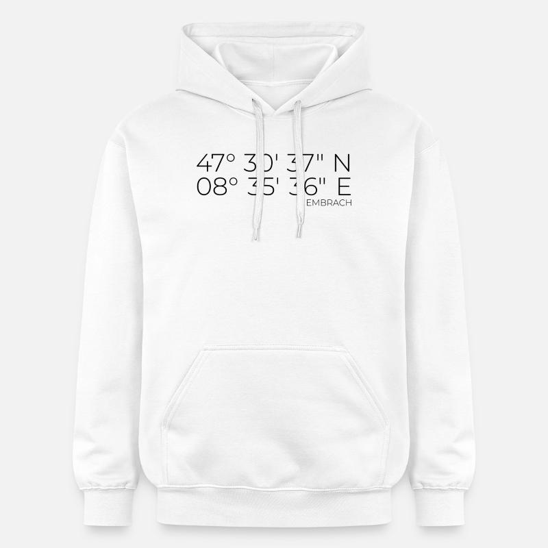 Coordonnées Embrach, Suisse - Sweat à capuche Softstyle® Gildan Unisexe - blanc