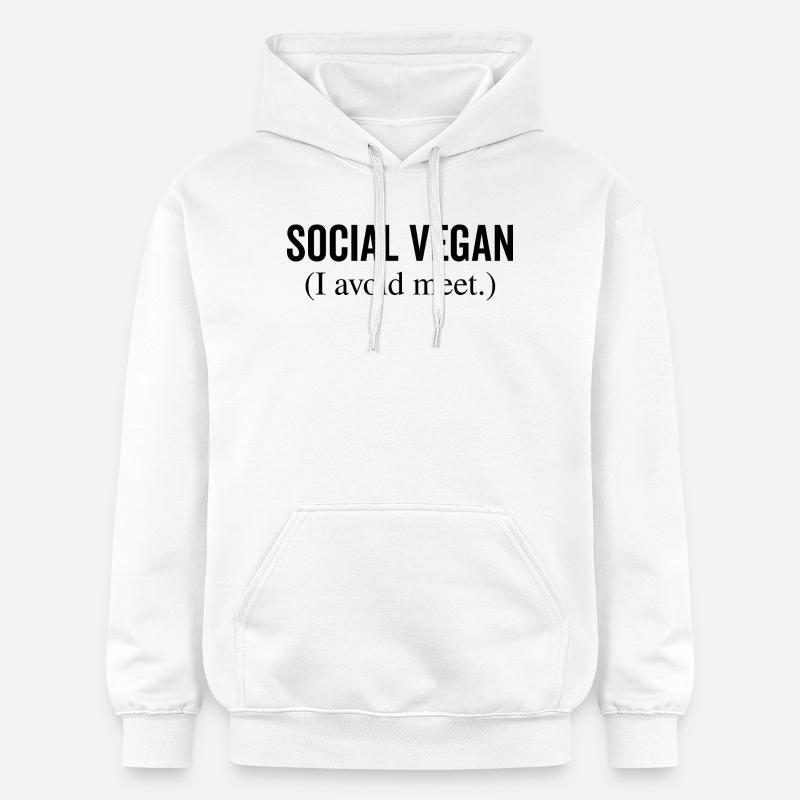 Social Vegan J’évite de rencontrer - Sweat à capuche Softstyle® Gildan Unisexe - blanc