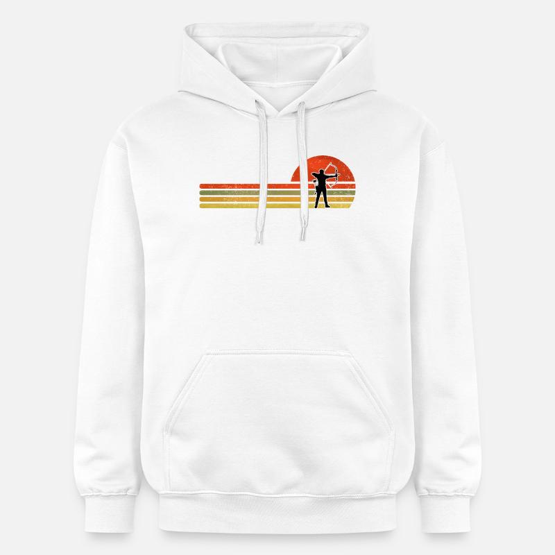 Silhouette rétro de Sunset Archer - Sweat à capuche Softstyle® Gildan Unisexe - blanc