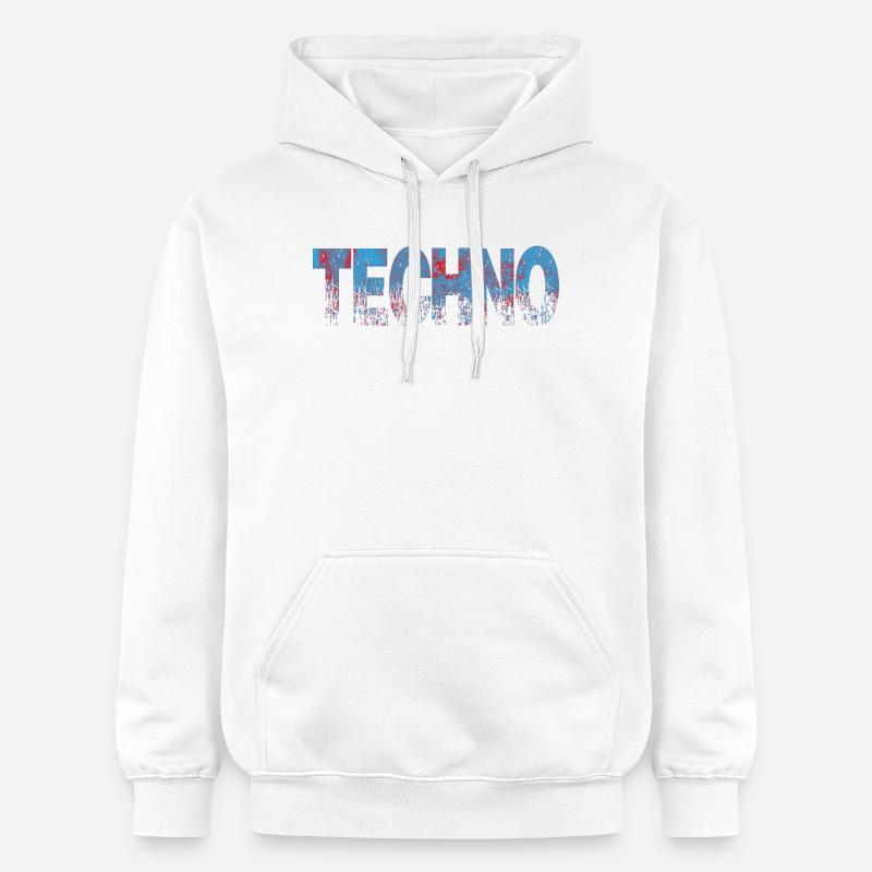 Techno Texte en difficulté Art - Sweat à capuche Softstyle® Gildan Unisexe - blanc