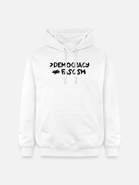 More Democracy No Fascism Anti-Fascist - Gildan Unisex Softstyle® Midweight Hoodie - white