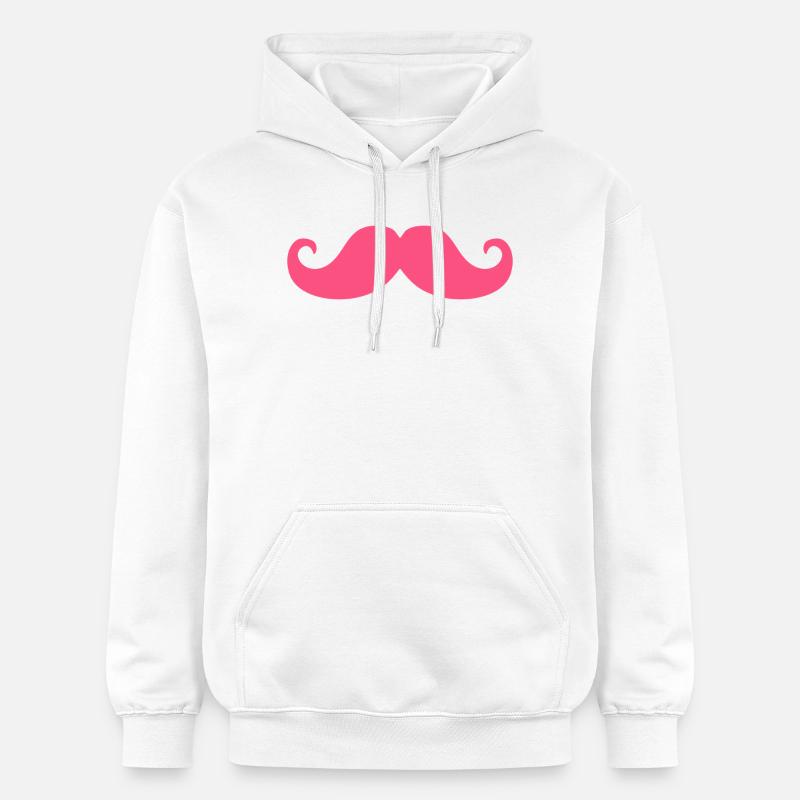Moustache rose Humour hipster Design tendance - Sweat à capuche Softstyle® Gildan Unisexe - blanc