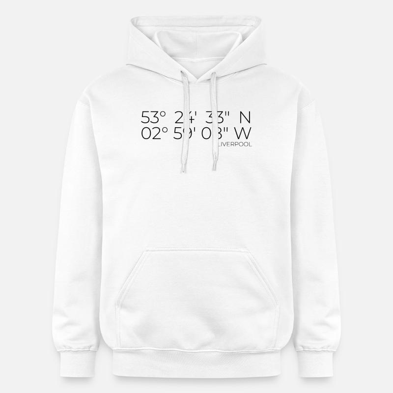Coordonnées : Liverpool, Angleterre - Sweat à capuche Softstyle® Gildan Unisexe - blanc