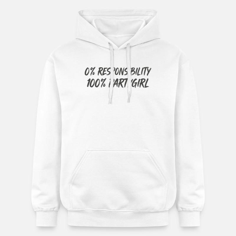0 % de responsabilité, 100 % fêtarde - Sweat à capuche Softstyle® Gildan Unisexe - blanc