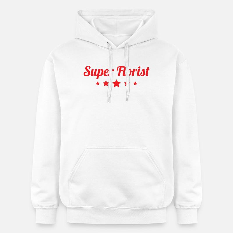 Super Fleuriste élégant calligraphie rouge - Sweat à capuche Softstyle® Gildan Unisexe - blanc