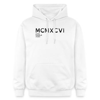 1996_LINE_black - Gildan Unisex Softstyle® Midweight Hoodie - white - Front - Liana (172cm) & Jaron (178cm)
