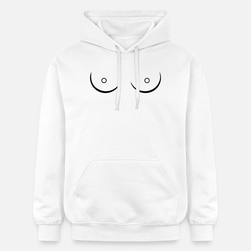Seins Seins Esquisses au trait Féminisme - Sweat à capuche Softstyle® Gildan Unisexe - blanc