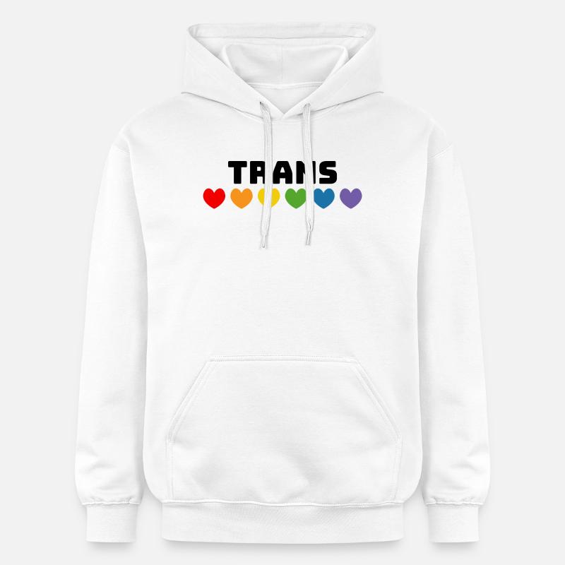 Cuore arcobaleno trans nero - Felpa con cappuccio unisex Softstyle® Gildan con grammatura media - bianco