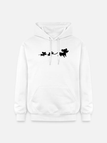 mus, familj, mamma, pappa, 2, barn, mamma, silhuett - Gildan luvtröja unisex Softstyle® Midweight - vit