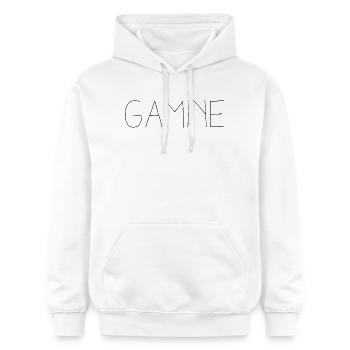 Gamine - Idée cadeau original femme - Sweat à capuche Softstyle® Gildan Unisexe - blanc - Devant - Liana (172cm) & Jaron (178cm)