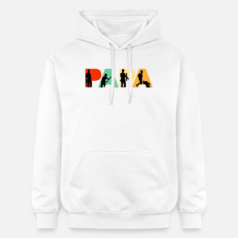 Ouvrier du bâtiment Papa Silhouette Père - Sweat à capuche Softstyle® Gildan Unisexe - blanc