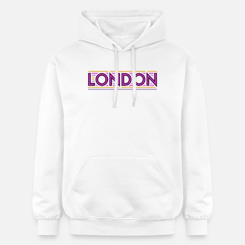 Londres Néon Violet Rayures - Sweat à capuche Softstyle® Gildan Unisexe - blanc