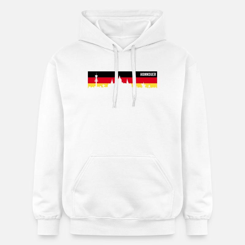 Hanovre Allemagne Drapeau Basse-Saxe Skyline - Sweat à capuche Softstyle® Gildan Unisexe - blanc