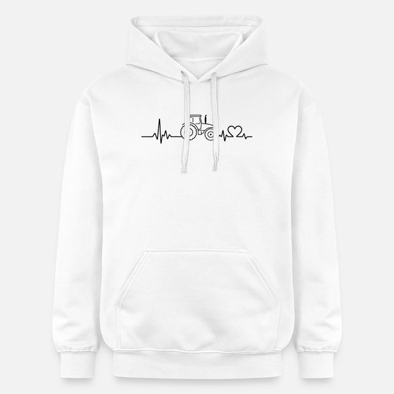 Traktor Puls EKG Herzfrequenz - Gildan Unisex Softstyle® Midweight Hoodie - Weiß