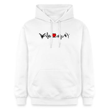 Fréquence cardiaque cardio Capricorne Sagittaire - Sweat à capuche Softstyle® Gildan Unisexe - blanc - Devant - Liana (172cm) & Jaron (178cm)