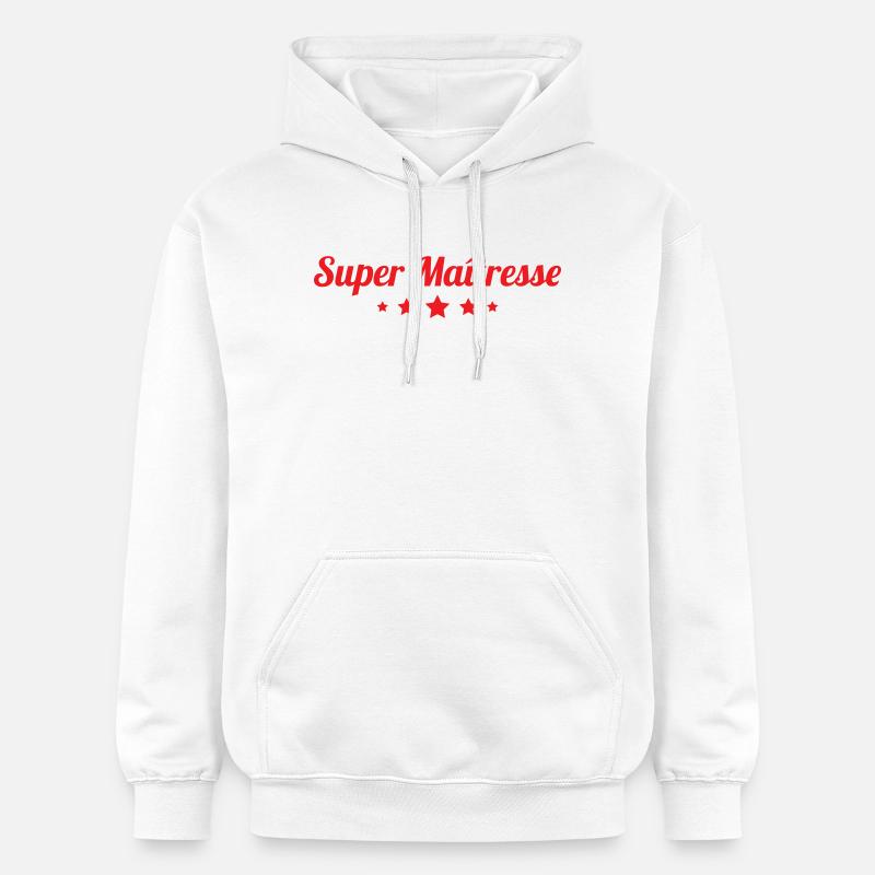 Super Maîtresse Écritures Cursives et Étoiles  - Sweat à capuche Softstyle® Gildan Unisexe - blanc