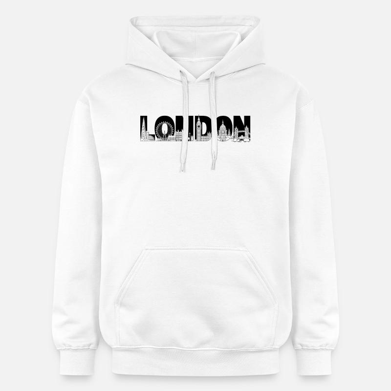 Londres Royaume-Uni, Angleterre Silhouette - Sweat à capuche Softstyle® Gildan Unisexe - blanc