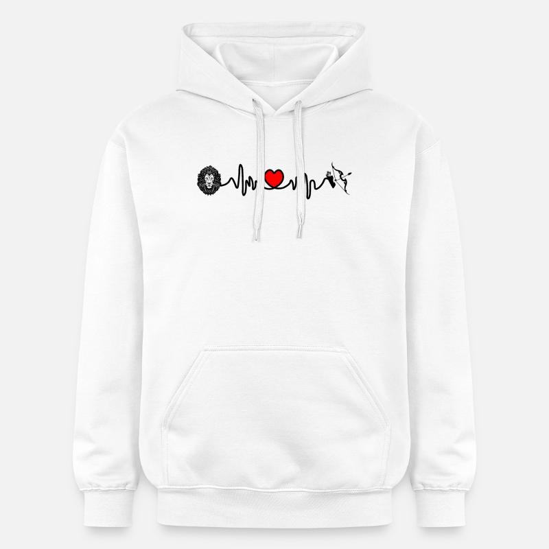Fréquence cardiaque cardio Lion Sagittaire - Sweat à capuche Softstyle® Gildan Unisexe - blanc
