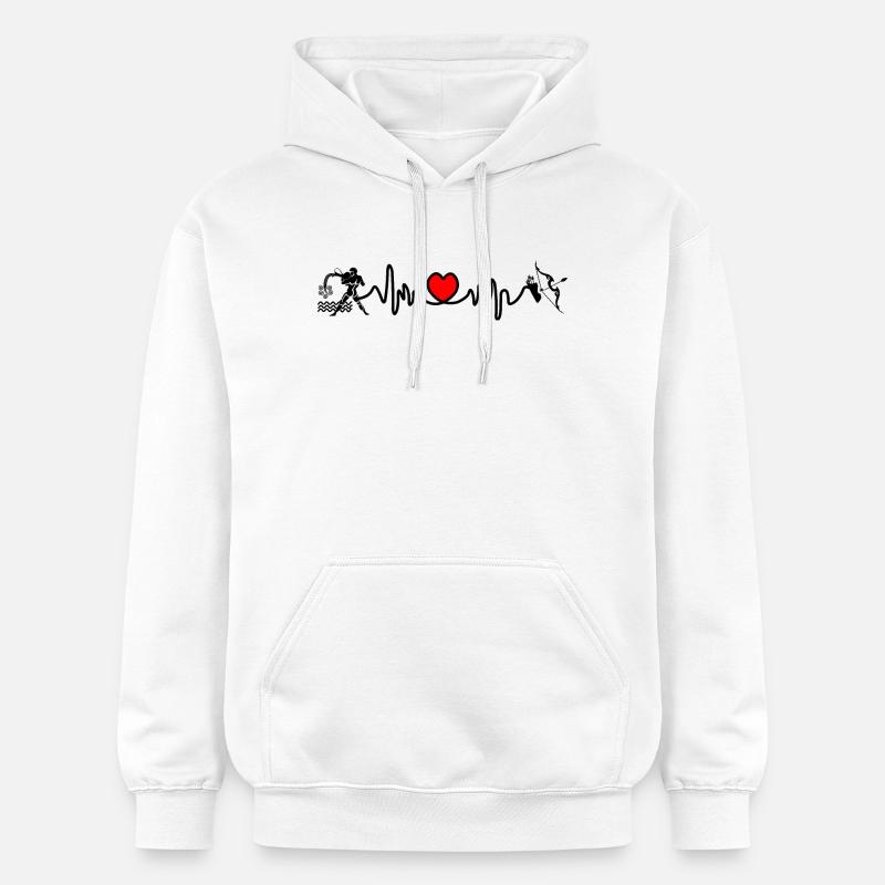 Fréquence cardiaque cardio Verseau Sagittaire - Sweat à capuche Softstyle® Gildan Unisexe - blanc