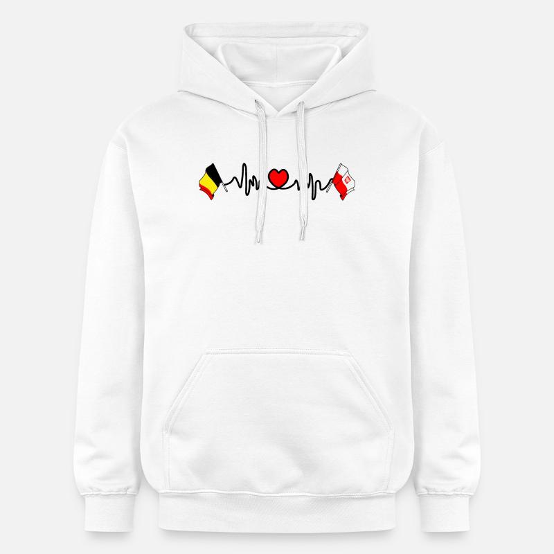 Cardio heart Drapeau Belgique, drapeau Pologne - Sweat à capuche Softstyle® Gildan Unisexe - blanc