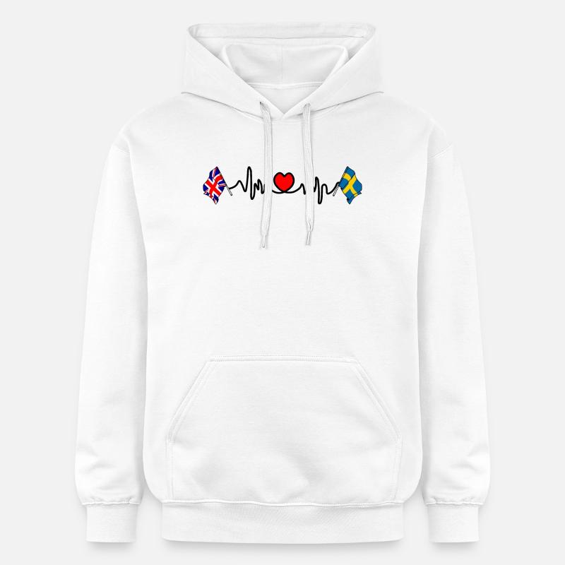Cardio heart Drapeau Angleterre, drapeau Suède - Sweat à capuche Softstyle® Gildan Unisexe - blanc