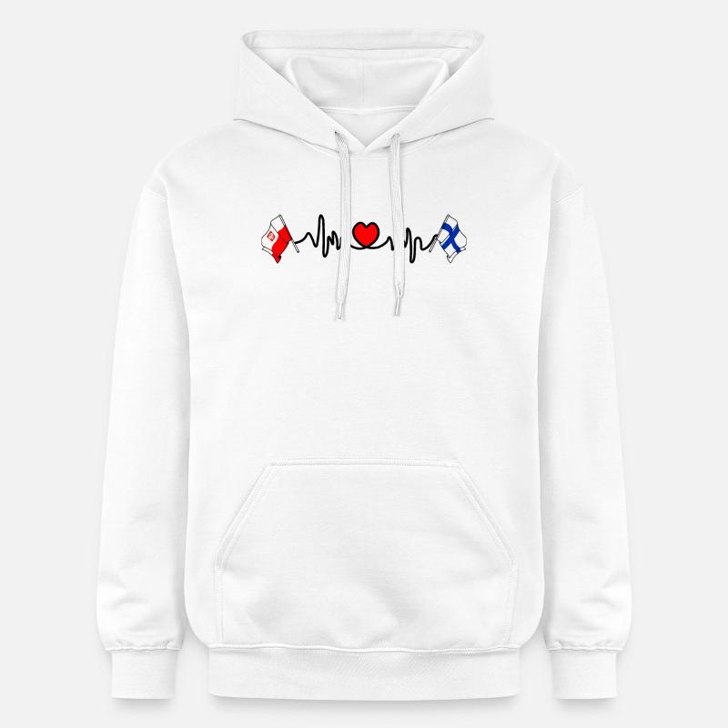 Cardio heart Drapeau Pologne, drapeau Finlande - Sweat à capuche Softstyle® Gildan Unisexe - blanc