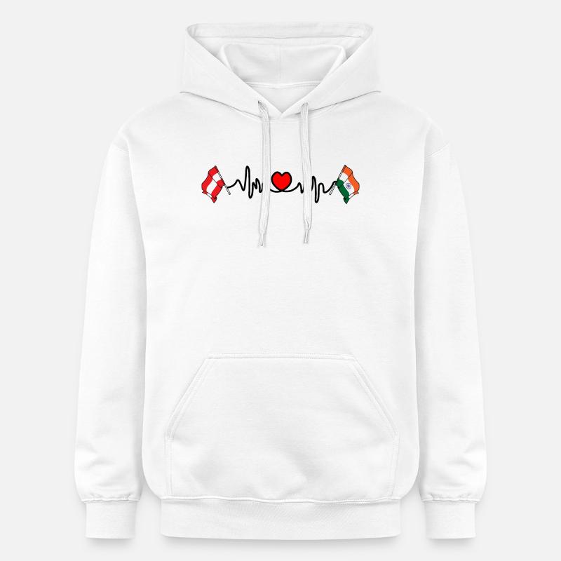 Cardio heart Drapeau Autriche, drapeau Inde - Sweat à capuche Softstyle® Gildan Unisexe - blanc