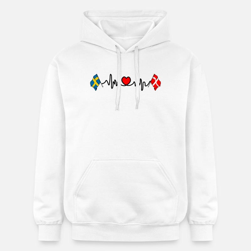 Cardio hartjet Drapeau Suède, drapeau Danemark - Sweat à capuche Softstyle® Gildan Unisexe - blanc