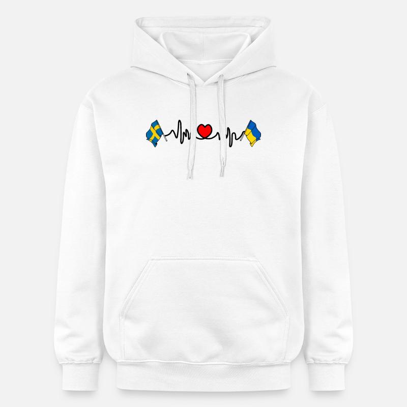 Cardio heart Drapeau Suède, drapeau Ukraine - Sweat à capuche Softstyle® Gildan Unisexe - blanc
